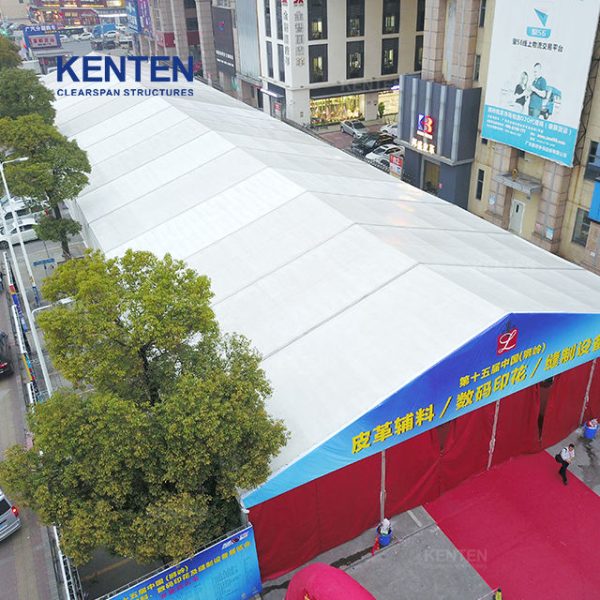 large outdoor big white trade show tent