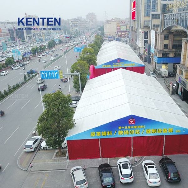 large outdoor big white trade show tent