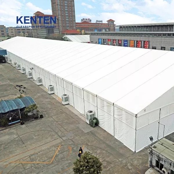 large outdoor big white trade show tent