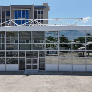 Glass wall of tent