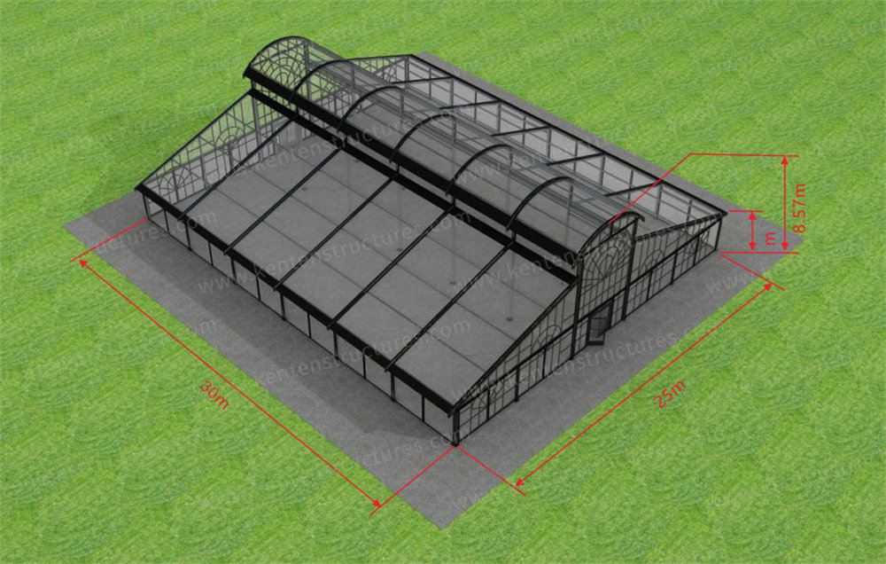 KENTEN Semi-Arch Atrium Tent (25m span × 30m length × 3m side height)