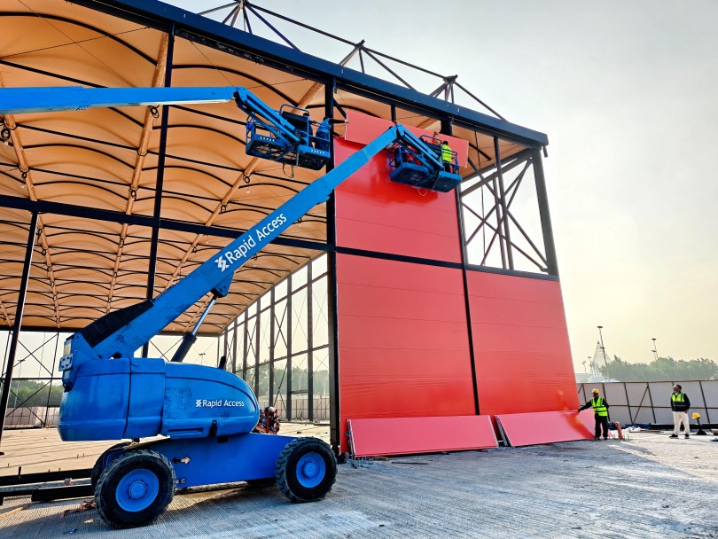 The structural tent is currently being installed