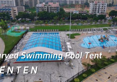 innovative curved swimming pool tents