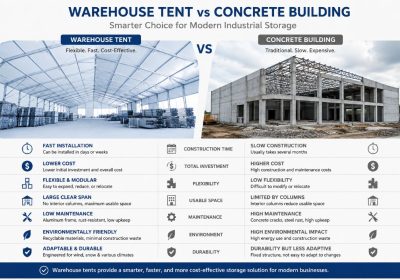 warehouse tent vs CONCRETE BUILDING